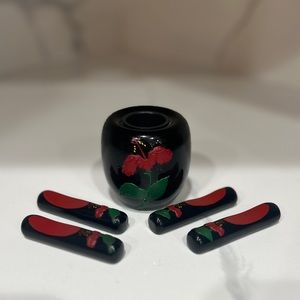 Vintage Chopstick Rests and Holder